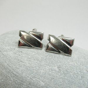 Vintage Silvertone Geometric Cuff Links